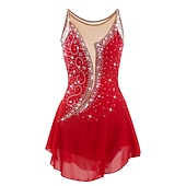 billige Figur skating kjoler-Kjole til kunstløp Dame Jente Skøyteløp Kjoler Hvit Gul Rosa Asymetrisk kant Netting Spandex Høy Elastisitet Trening Profesjonell Konkurranse Skøyteklær Anatomisk design Klassisk Krystall / Rhinstein