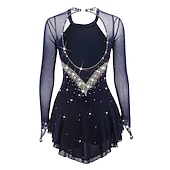 رخيصةأون فساتين التزلج الفني-فستان التزلج الراقص نسائي للفتيات تزلج على الجليد الفساتين أسود أبيض أصفر فتح الظهر شبكة سباندكس عالية المرونة تمرين منافسة ملابس التزلج مرصع بالجواهر حجر الراين كم طويل