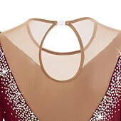 preiswerte Eiskunstlaufkleider-Eiskunstlaufkleid Damen Mädchen Eislaufen Kleider Hellblau Schwarz Weiß Patchwork Gitter Hochelastisch Wettbewerb Eiskunstlaufkleidung Mit Steinen verziert Strass Langarm Eislaufen Eiskundstlauf