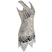 رخيصةأون فساتين عشرينيات القرن العشرين-الهدر 20S عشرينيات مصغرة فساتين اللباس الزعنفة فستان حفلة عيد الميلاد بلا أكمام غاتسبي العظيم تشارلستون V رقبة ملابس تنكرية نسائي حفلة تخرج / حفلة موسيقية / حفلة رقص حفلة ليلية مناسب للحفلات