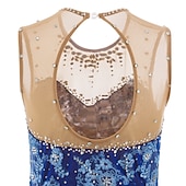 cheap Figure Skating Dresses-Figure Skating Dress Women's Girls' Ice Skating Dress Dark red White Pink Flower Open Back Mesh Spandex Practice Competition Skating Wear Jeweled Rhinestone Sleeveless Ice Skating Figure Skating