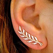 cheap Earrings-1 Pair Stud Earrings Ear Climbers For Women&#039;s Cubic Zirconia Wedding Work Daily Alloy Leaf dress to impress 2025