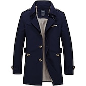 abordables Gabardina para hombre-Hombre Chaqueta de transición Gabardina Gabardina Diario Primavera &amp; Otoño Poliéster Cortavientos Ropa de calle Ropa Vintage Color sólido Solapa de Pico