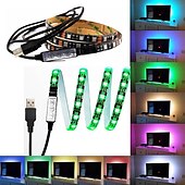 זול שלט רחוק-אורות רצועת led עמיד למים 1 m rgb tiktok אורות 60 נוריות 5050 smd 10 מ&quot;מ 1 m led אורות רצועת 17-key מרחוק שלט רחוק rgb tiktok אורות טלוויזיה רקע אור ip65