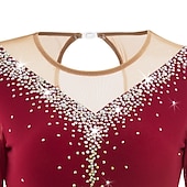 preiswerte Eiskunstlaufkleider-Eiskunstlaufkleid Damen Mädchen Eislaufen Kleider Hellblau Schwarz Weiß Patchwork Gitter Hochelastisch Wettbewerb Eiskunstlaufkleidung Mit Steinen verziert Strass Langarm Eislaufen Eiskundstlauf