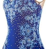 preiswerte Eiskunstlaufkleider-Eiskunstlaufkleid Damen Mädchen Eislaufen Kleider Austattungen Violett Weiß Pudriges Rosa Blume Rückenfrei Gitter Elasthan Wettbewerb Eiskunstlaufkleidung Handgemacht Mit Steinen verziert Strass