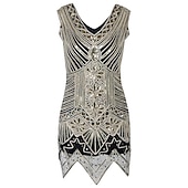 رخيصةأون فساتين عشرينيات القرن العشرين-الهدر 20S عشرينيات مصغرة فساتين اللباس الزعنفة فستان حفلة عيد الميلاد بلا أكمام غاتسبي العظيم تشارلستون V رقبة ملابس تنكرية نسائي حفلة تخرج / حفلة موسيقية / حفلة رقص حفلة ليلية مناسب للحفلات