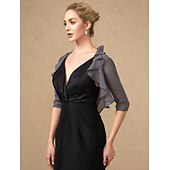 economico impacchi per gli invitati al matrimonio-Coprispalle a maniche 3/4 in chiffon per matrimoni  feste  serate avvolgente per donne con volant a cascata  ospiti di matrimoni per impressionare