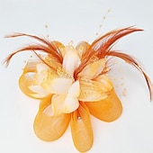 cheap Fascinators-Elegant Feather Net Fascinators Hats with Feathers Fur Floral 1PC Special Occasion Kentucky Horse Race Ladies Day Headpiece dress to impress Race Day Dress