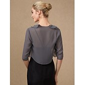 economico impacchi per gli invitati al matrimonio-Coprispalle a maniche 3/4 in chiffon per matrimoni  feste  serate avvolgente per donne con volant a cascata  ospiti di matrimoni per impressionare