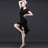 abordables Tenues de danse latine-Robe de danse latine froncée performance d&#039;entraînement des femmes manches courtes robe d&#039;église modale élevée femmes quotidiennes