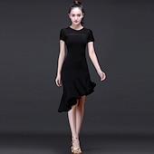 abordables Tenues de danse latine-Robe de danse latine froncée performance d&#039;entraînement des femmes manches courtes robe d&#039;église modale élevée femmes quotidiennes