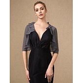 economico impacchi per gli invitati al matrimonio-Coprispalle a maniche 3/4 in chiffon per matrimoni  feste  serate avvolgente per donne con volant a cascata  ospiti di matrimoni per impressionare