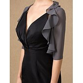 economico impacchi per gli invitati al matrimonio-Coprispalle a maniche 3/4 in chiffon per matrimoni  feste  serate avvolgente per donne con volant a cascata  ospiti di matrimoni per impressionare