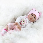 cheap Dolls-NPKCOLLECTION 22 inch Reborn Doll Baby &amp; Toddler Toy Baby Girl Reborn Baby Doll Newborn lifelike Lovely Parent-Child Interaction Hand Applied Eyelashes with Clothes and Acc for Girls Christmas Gift