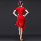 abordables Tenues de danse latine-Robe de danse latine froncée performance d&#039;entraînement des femmes manches courtes robe d&#039;église modale élevée femmes quotidiennes