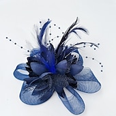 cheap Fascinators-Elegant Feather Net Fascinators Hats with Feathers Fur Floral 1PC Special Occasion Kentucky Horse Race Ladies Day Headpiece dress to impress Race Day Dress