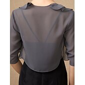 economico impacchi per gli invitati al matrimonio-Coprispalle a maniche 3/4 in chiffon per matrimoni  feste  serate avvolgente per donne con volant a cascata  ospiti di matrimoni per impressionare