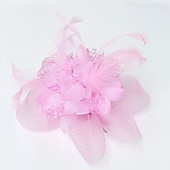 cheap Fascinators-Elegant Feather Net Fascinators Hats with Feathers Fur Floral 1PC Special Occasion Kentucky Horse Race Ladies Day Headpiece dress to impress Race Day Dress