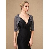 economico impacchi per gli invitati al matrimonio-Coprispalle a maniche 3/4 in chiffon per matrimoni  feste  serate avvolgente per donne con volant a cascata  ospiti di matrimoni per impressionare