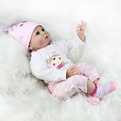 cheap Dolls-NPKCOLLECTION 22 inch Reborn Doll Baby &amp; Toddler Toy Baby Girl Reborn Baby Doll Newborn lifelike Lovely Parent-Child Interaction Hand Applied Eyelashes with Clothes and Acc for Girls Christmas Gift
