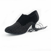 olcso Báli cipők és modern tánccipők-Női Báli Modern cipő Swing-cipők Otthoni Professzionális ChaCha Magassarkúk Illesztés Fűzős Fekete és ezüst Fekete / Vörös Fekete