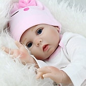 cheap Dolls-NPKCOLLECTION 22 inch Reborn Doll Baby &amp; Toddler Toy Baby Girl Reborn Baby Doll Newborn lifelike Lovely Parent-Child Interaction Hand Applied Eyelashes with Clothes and Acc for Girls Christmas Gift