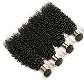 cheap 4 Bundles Human Hair Weaves-4 Bundles Hair Weaves Brazilian Hair Kinky Curly Human Hair Extensions Remy Human Hair 100% Remy Hair Weave Bundles 400 g Natural Color Hair Weaves / Hair Bulk Human Hair Extensions 8-28 inch Natural