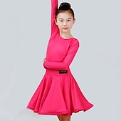 cheap Kids&#039; Dancewear-Latin Dance Dress Ruching Girls&#039; Performance Long Sleeve Spandex