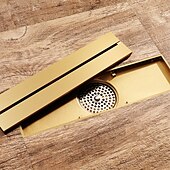cheap Drains-12 Inch Rectangular Bathroom Shower Floor Drain Golden Strainers Bath Hotel Drain