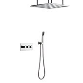 abordables Systèmes de douche à valve brute-580 * 500 ensembles de robinets de douche chromés complets avec pommeau de douche en acier inoxydable et douchette en laiton massif système de pommeau de douche à effet pluie monté au plafond