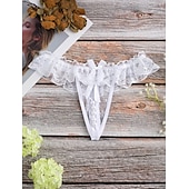 cheap Sexy Lingerie-Women&#039;s Beaded Mesh Hole Sexy Jacquard G-strings &amp; Thongs Panties Micro-elastic Mid Waist Super Sexy Lace Red Floral / Home / Apparel &amp; Accessories Home Outfits