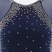 cheap Figure Skating Dresses-Figure Skating Dress Women&#039;s Girls&#039; Ice Skating Dress Violet Black White Open Back Mesh Spandex High Elasticity Training Competition Skating Wear Classic Crystal / Rhinestone Long Sleeve Ice Skating