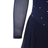 cheap Figure Skating Dresses-Figure Skating Dress Women&#039;s Girls&#039; Ice Skating Dress Violet Black White Open Back Mesh Spandex High Elasticity Training Competition Skating Wear Classic Crystal / Rhinestone Long Sleeve Ice Skating