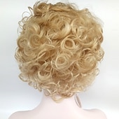 voordelige oudere pruik-roaring 20s pruik synthetische pruik krullend krullend pruik kort blond synthetisch haar vrouwen blond