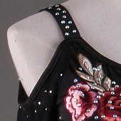 billiga Danskläder till latindans-dans salsa latinsk dansklänning applikationer kristaller / strass damprestanda långärmad hög spandex georgette