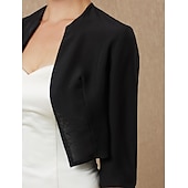 baratos envoltórios de convidados de casamento-Bolero Feminino Envolvimento de Mãe Envolvimentos Básicos Casacos  Jaquetas Elegante Manga 3/4 de Comprimento Chiffon Casamento de Convidados Envolvimentos Com Cor Pura Para Festa Noite Primavera e