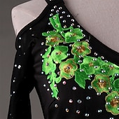 olcso Latin tánc ruházat-tánc salsa latin tánc ruha rátétek kristályok / strassz női előadás hosszú ujjú magas spandex zsorzsa