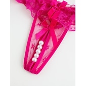 cheap Sexy Lingerie-Women&#039;s Beaded Mesh Hole Sexy Jacquard G-strings &amp; Thongs Panties Micro-elastic Mid Waist Super Sexy Lace Red Floral / Home / Apparel &amp; Accessories Home Outfits