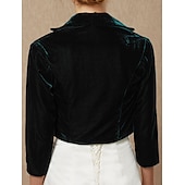 billige bryllup gjesteomslag-Grønn Kvinners Bolero Shrug Fløyels Kåper  Jakker Elegant Holder Varme 3/4 Lengde Ermer Fløyels Bryllupsgjester Wraps Med Ren Farge Bryllup Høst  Vinter antrekk å imponere