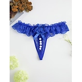 cheap Sexy Lingerie-Women&#039;s Beaded Mesh Hole Sexy Jacquard G-strings &amp; Thongs Panties Micro-elastic Mid Waist Super Sexy Lace Red Floral / Home / Apparel &amp; Accessories Home Outfits