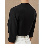 baratos envoltórios de convidados de casamento-Bolero Feminino Envolvimento de Mãe Envolvimentos Básicos Casacos  Jaquetas Elegante Manga 3/4 de Comprimento Chiffon Casamento de Convidados Envolvimentos Com Cor Pura Para Festa Noite Primavera e