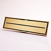 cheap Drains-12 Inch Rectangular Bathroom Shower Floor Drain Golden Strainers Bath Hotel Drain