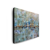 cheap Abstract Paintings-Oil Painting 100% Handmade Hand Painted Wall Art On Canvas Blue Line Abstract Modern Home Decoration Decor Rolled Canvas No Frame Unstretched