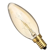 Χαμηλού Κόστους Λάμπες Πυρακτώσεως-10 τμχ 40w edison vintage λαμπτήρας πυρακτώσεως ρυθμιζόμενος e14 c35 αντικέ νήμα κεχριμπαρένιο ζεστό λευκό για φως πολυελαίου 220-240v