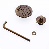 abordables Systèmes de douche à valve brute-ensemble de robinets de douche encastrés vintage pommeau de douche de 8 &quot;, mélangeur de système de douche rugueux dans la tête de pluie à haute pression avec drain, baignoire murale et kit de garniture de douche salle de bain