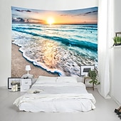 tanie Tkanina Plaży Oceanicznej-wall tapestry art decor koc kurtyna piknik obrus wiszący dom sypialnia salon akademik dekoracja krajobraz plaża morze ocean fala wschód słońca zachód słońca