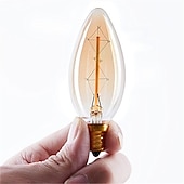 Χαμηλού Κόστους Λάμπες Πυρακτώσεως-10 τμχ 40w edison vintage λαμπτήρας πυρακτώσεως ρυθμιζόμενος e14 c35 αντικέ νήμα κεχριμπαρένιο ζεστό λευκό για φως πολυελαίου 220-240v