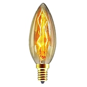 Χαμηλού Κόστους Λάμπες Πυρακτώσεως-10 τμχ 40w edison vintage λαμπτήρας πυρακτώσεως ρυθμιζόμενος e14 c35 αντικέ νήμα κεχριμπαρένιο ζεστό λευκό για φως πολυελαίου 220-240v
