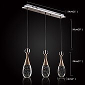 tanie Światła wysp-3-klastra lampa wisząca led downlight galwanizowane metalowe szkło nowoczesna minimalistyczna kolumna bąbelkowa z kryształem regulowana długa;